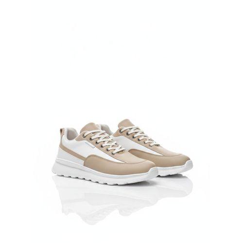 BA0246 Krem Bağcıklı Yüksek Beyaz Taban Günlük Erkek Ayakkabı