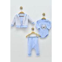 Gözlüklü Bear Puan Desenli 3'lü Erkek Bebek Takımı