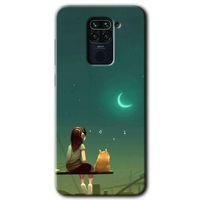 Redmi Note 9 Kılıf HD Desen Baskılı Arka Kapak - Kedili Kız + Kırılmaz Cam