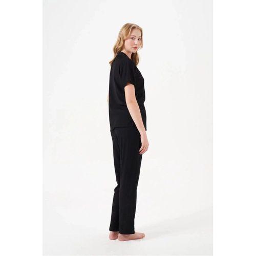 Kadın Pijama Takımı - Kısa Kol Önden Düğmeli