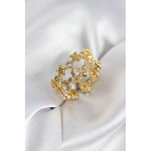 Zirkon Taşlı 2'li Model Gold Renk Kadın Yüzük