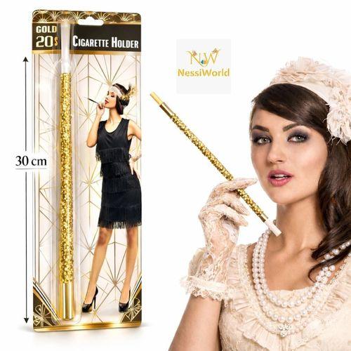 30 cm Altın Gold Payetli Sigara Tutacağı – 1920’ler Gatsby Parti Aksesuarı