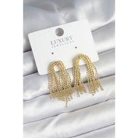 Pirinç Gold Renk Sallantılı Kadın Küpe