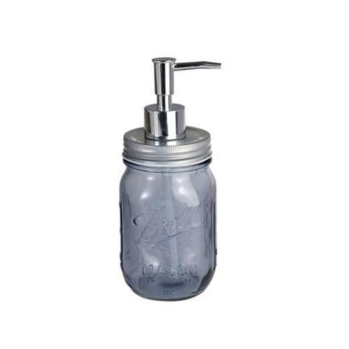 Cam Sıvı Sabunluk,Çiçek Desenli Koyu Mavi 8X8X10Cm 420Ml