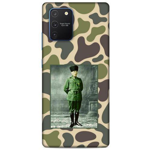 Samsung Galaxy S10 Lite Kılıf Atatürk (15) Antişok Kılıf Kamuflaj Kahverengi