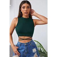 Kadın Yeşil Çapraz Bağlamalı Crop Top Büstiyer