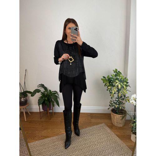 Kadın Siyah Deri Yelekli Kolye Dahil üçlü Takım