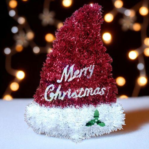 YÜKSEK KALİTE YILBAŞI DEKORU YILBAŞI ŞAPKASI DEKORU PARLAK METALİK YILBAŞI VİTRİN DEKORLARI 36X27 CM