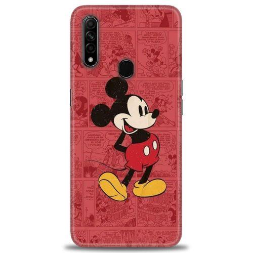 Oppo A31 Kılıf HD Baskılı Kılıf - Kırmızı Mickey + Tam Ekran Koruyucu