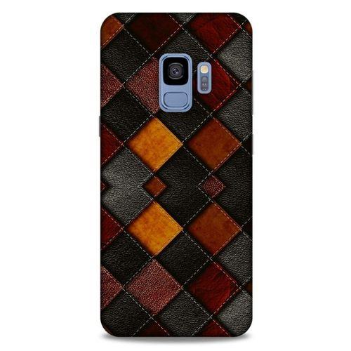 Samsung Galaxy S9 Kılıf Patchwork (1) Kılıfı Kahverengi Bordo