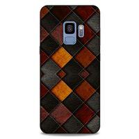Samsung Galaxy S9 Kılıf Patchwork (1) Kılıfı Kahverengi Bordo