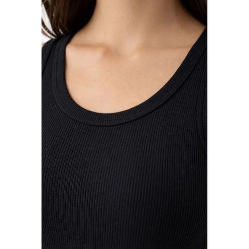 Fitilli Likralı Kaşkorse Atlet Vücuda Oturan Basic Şıklık - Siyah