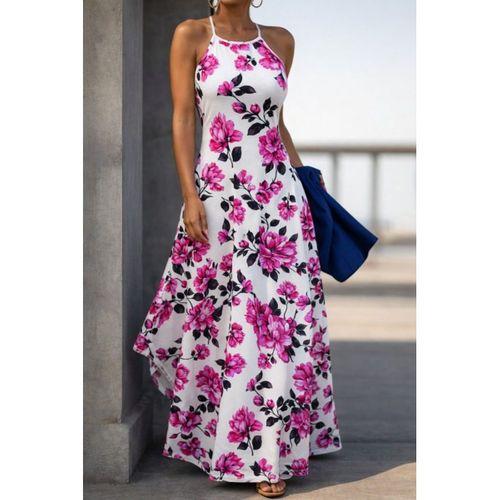 Kadın Omuzlardan Açık Ip Askılı Desenli Uzun Süprem Elbise