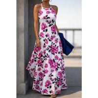 Kadın Omuzlardan Açık Ip Askılı Desenli Uzun Süprem Elbise