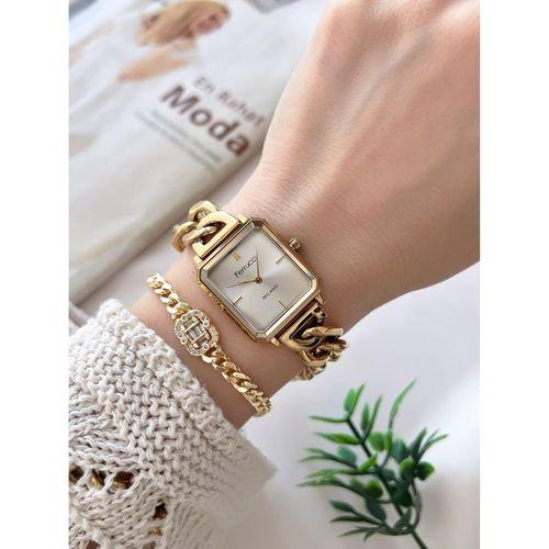 Ferrucci Kadın Kol Saati+Bileklik Özel Seri Çelik Kordon Kararma Renk Atma Yapmaz VS.BLKT.0738