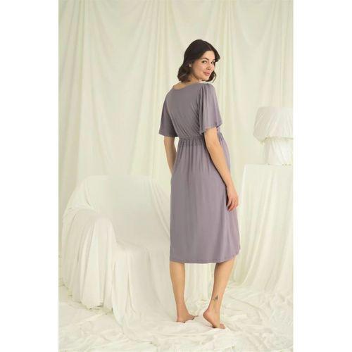 Dantelli Önden Düğmeli Hamile Lohusa Gecelik