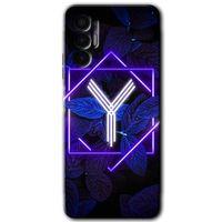 Tecno Spark 8 Pro Kılıf HD Desen Baskılı Arka Kapak - Dark Neon Yaprak Y Harfi