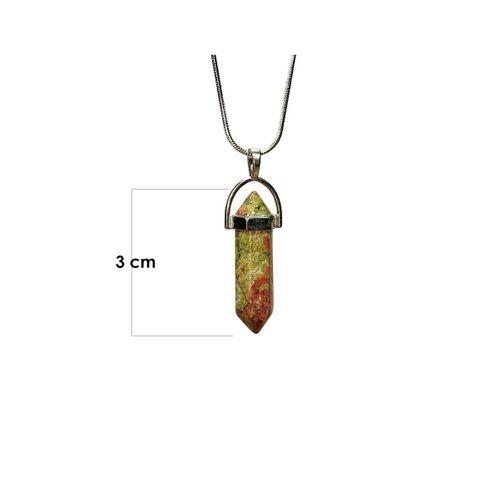 Unakit Doğal Taşı Zincirli El Yapımı Kolye Uç: 3 cm Zincir: 20 cm Kutulu