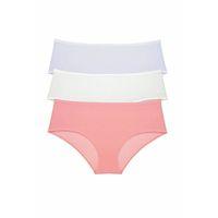 3 Adet Kadın Yüksek Bel Bato Külot Beyaz Krem Pudra