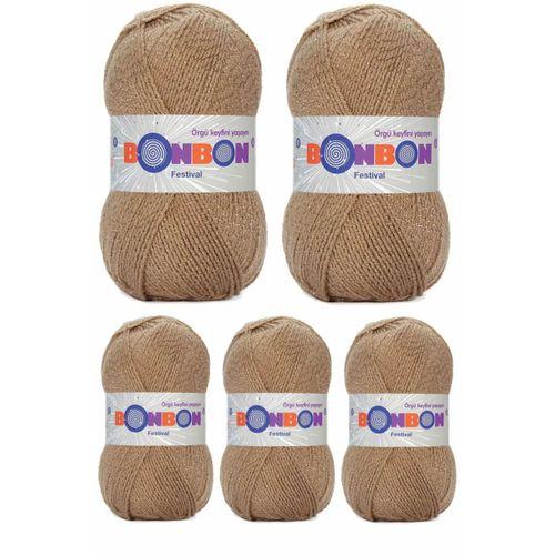 5 Adet Festival Simli Örgü İpi Yünü Renk No:672