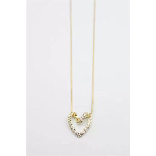 Taşlı Kalp Kolye - Altın