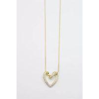 Taşlı Kalp Kolye - Altın
