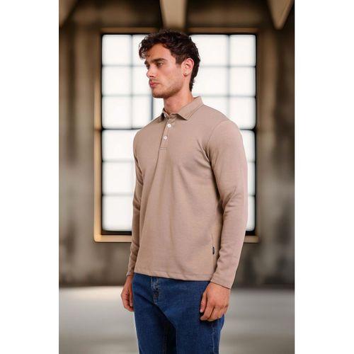 Ridley Regular Fit Doubleface Interlok Polo Yaka Erkek Sweatshirt - Bej