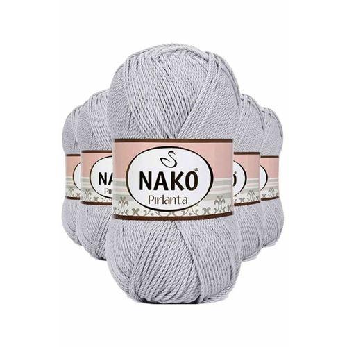 5 Adet Pırlanta Amigurumi El Örgü İpi Yünü Açık Gri 130