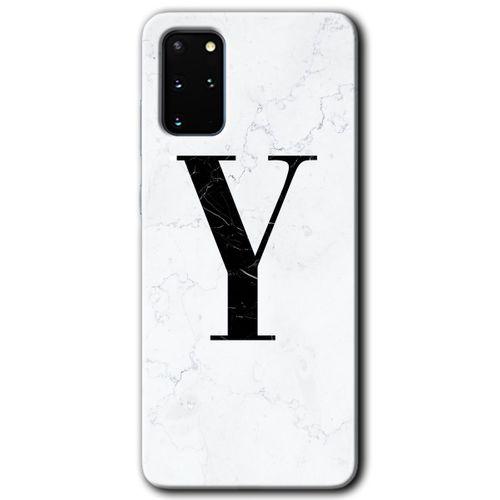 Samsung Galaxy S20 Plus Kılıf HD Desen Baskılı Arka Kapak - Beyaz Mermer Desenli Y Harfi