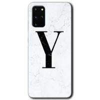 Samsung Galaxy S20 Plus Kılıf HD Desen Baskılı Arka Kapak - Beyaz Mermer Desenli Y Harfi