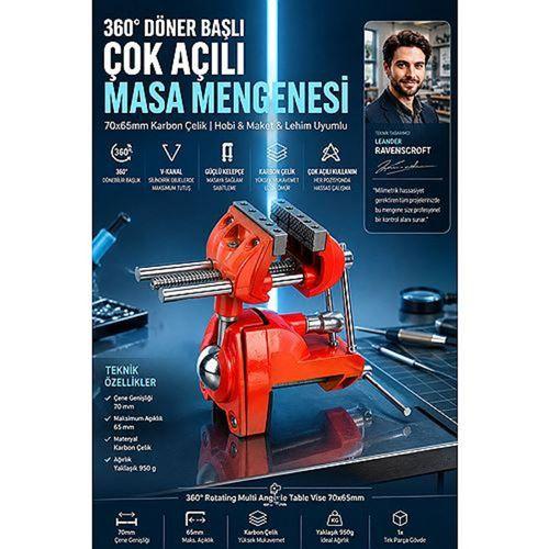 360 Döner Başlı Çok Açılı Masa Üstü Mengenesi 70x65mm Karbon Çelik Hobi Lehim Maket Kelepçeli 723558 Küçük Tezgah Mengenesi
