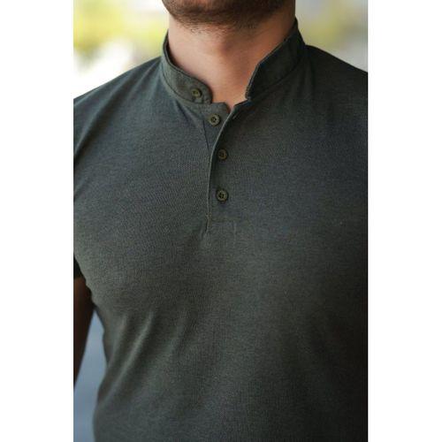 Erkek Hakim Yaka Dokuma Pamuklu Kumaş Kısa Kollu Tişört