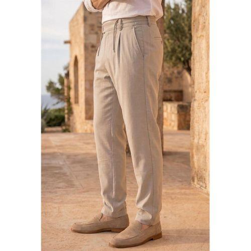 Forner Regular Fit Beli Lastikli Kemer Detaylı Erkek Kumaş Pantolon - Bej