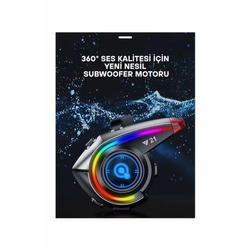 Y21 Rgb Işık Efektli Intercom Bluetooth Motosiklet Kask Kulaklığı Intercom Kulaklık