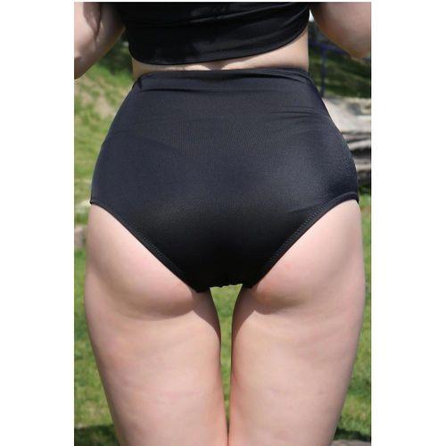 Kadın Yüksek Bel Tek Alt Bikini Siyah