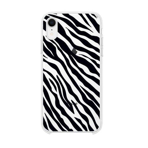 iPhone XS Zebra Pattern Premium Şeffaf Silikon Kılıf Siyah Baskılı