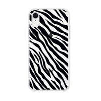 iPhone XS Zebra Pattern Premium Şeffaf Silikon Kılıf Siyah Baskılı