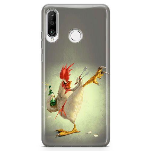 Huawei P30 Lite 2020 Kılıf Çılgın Tavuk Arka Kapak Koruma Desenli Full Koruyucu