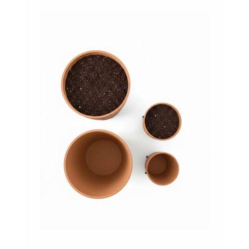 4’lü 3d Kahverengi Ayaklı Dekoratif Saksı Takımı Modern Tasarım