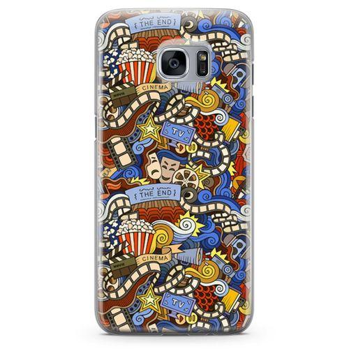 Samsung Galaxy S7 Edge Kılıf Doodle Sinemasever Arka Kapak Koruma Desenli Full Koruyucu
