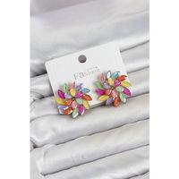 Karışık Renk Kristal Taşlı Çiçek Model Kadın Küpe