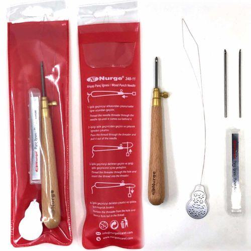 Nurge Punch Iğnesi Seti ( 3 Iğneli Ahşap Saplı )