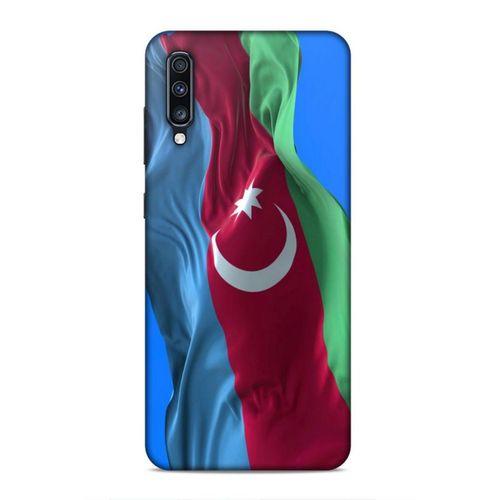 Samsung Galaxy A70s Uyumlu Kılıf Azarbaijan (6) Silikon Kılıf Dalgalanan Bayrak