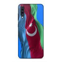 Samsung Galaxy A70s Uyumlu Kılıf Azarbaijan (6) Silikon Kılıf Dalgalanan Bayrak