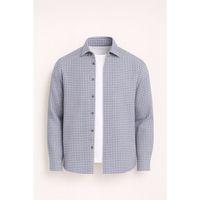 Jonas Ekose Küçük Kareli Relaxed Fit %100 Pamuklu Flanel Kumaş Erkek Gömlek - Taş