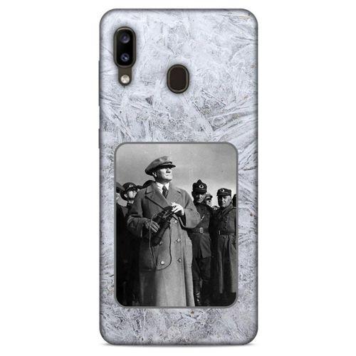 Samsung Galaxy A20 Kılıf Atatürk (33) Hybrid Kılıf Beyaz Tüyler