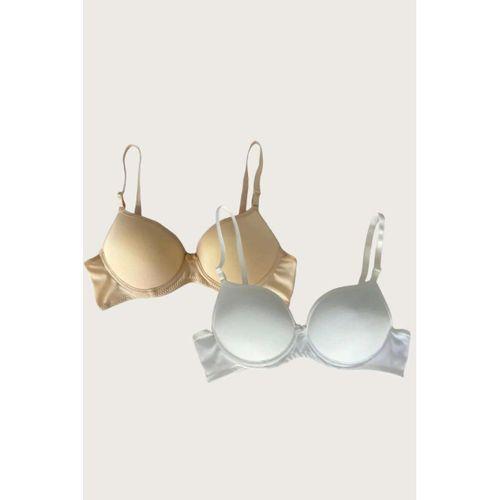 Ten-beyaz 2'li Mikro Kumaş İçi Boş Balenli Günlük Desteksiz Sütyen