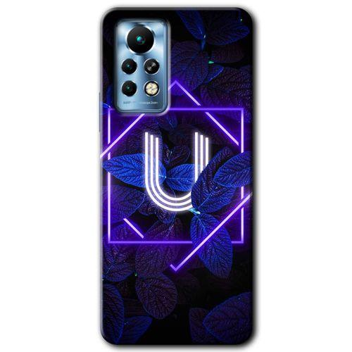 İnfinix Note 11 Pro Kılıf HD Desen Baskılı Arka Kapak - Dark Neon Yaprak U Harfi