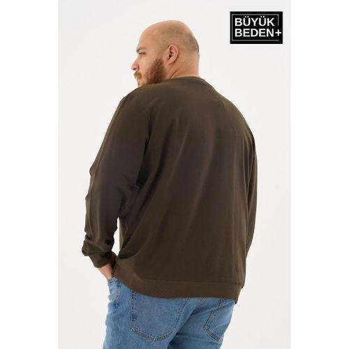 Erkek Büyük Beden Bisiklet Yaka ince Sweatshirt SPR24BSW56