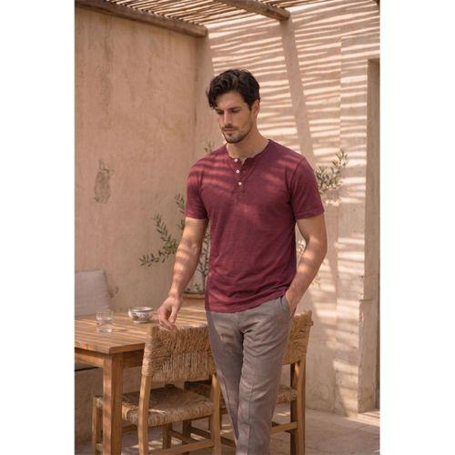 Edgar Regular Fit 3 Düğmeli Pat Flamlı Suprem Kumaş Pis Yaka Erkek T-Shirt - Kırmızı
